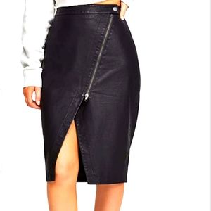 Free People Faux Leather Wrap Midi Skirt
